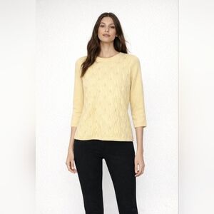 Avvenire Size S Chic Yellow Sweater 3/4 Sleeve 100% Cashmere